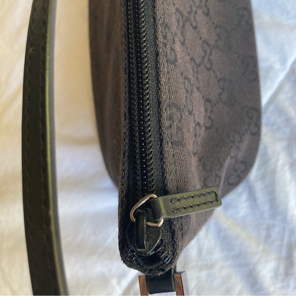 GUCCI Black Pouchette Monogram Mini Shoulder baguette handbag Y2K bag purse - Picture 9 of 16